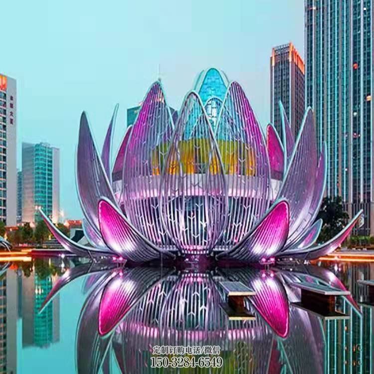 鏤空蓮花雕塑特供，酒店擺件，美陳燈光蓮花雕塑訂做