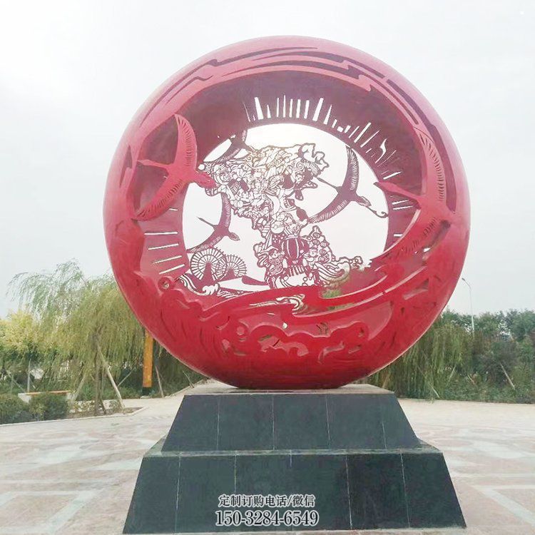 空心球雕塑定制，市標(biāo)雕塑，鏤空空心球雕塑定做廠家