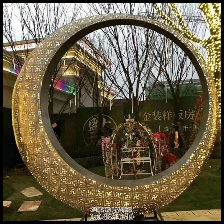 月亮雕塑通用，花園小品，廣場(chǎng)鏤空月亮雕塑優(yōu)價(jià)
