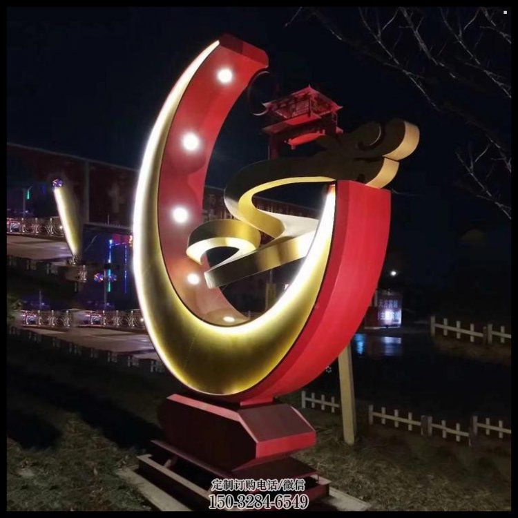 月亮雕塑觀賞型，街景小品，鏤空月亮雕塑主題常用