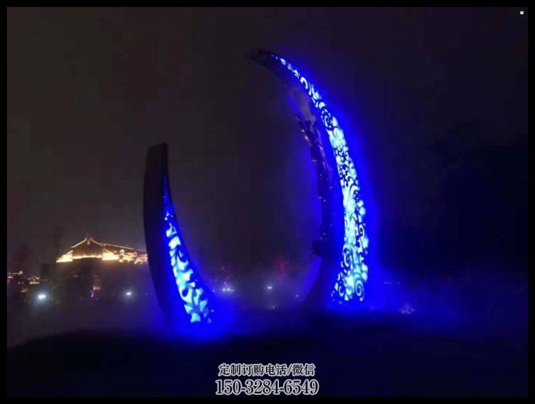 房地產(chǎn)月牙雕塑，仿古景觀雕塑，噴砂制造