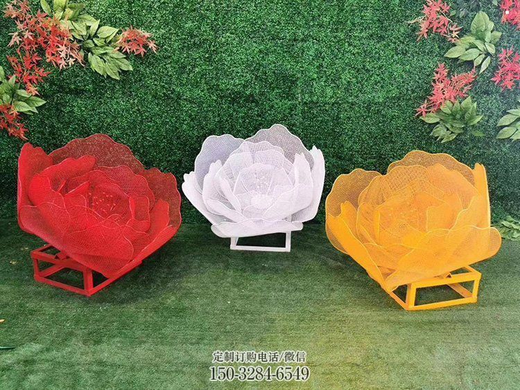 玫瑰花雕塑制作廠家，公園小品，鏤空玫瑰花雕塑訂做