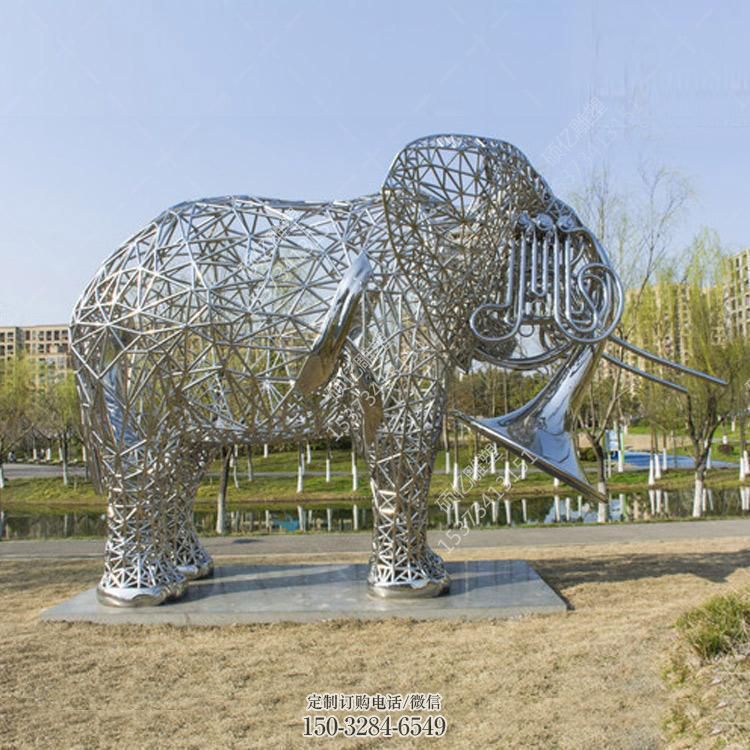 大象雕塑承接，動(dòng)物鏤空雕塑，鏤空大象雕塑定制