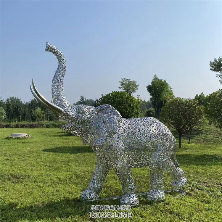 大象雕塑標(biāo)志精選，街頭藝術(shù)，公園鏤空大象雕塑承接