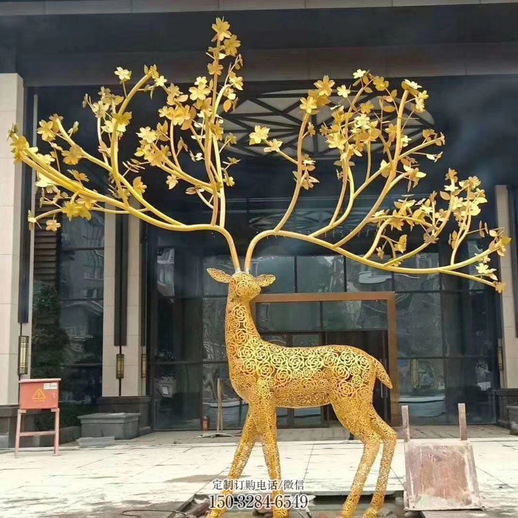 公共梅花鹿雕塑訂做，城市裝飾，庭院鏤空梅花鹿雕塑展品