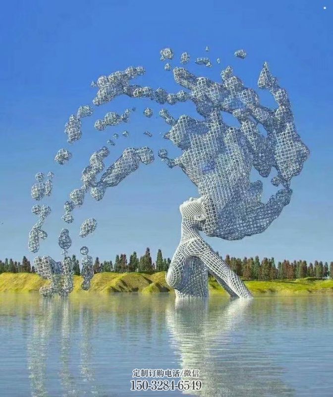 抽象鏤空人物雕塑展品，小區(qū)雕塑，鐵藝人物雕塑制作精選