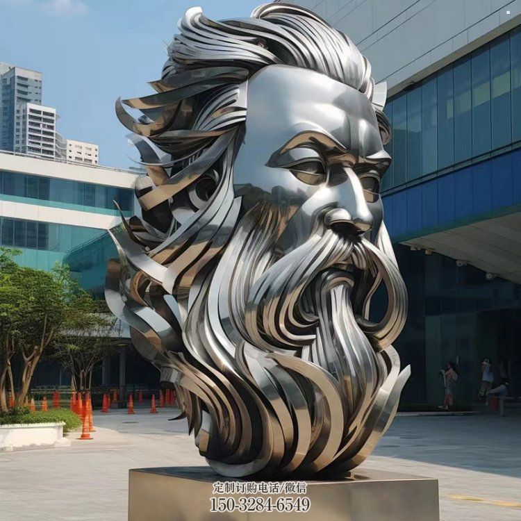 白鋼人頭像雕塑制造，歐式風(fēng)格，鏡面人頭像雕塑廠家供給