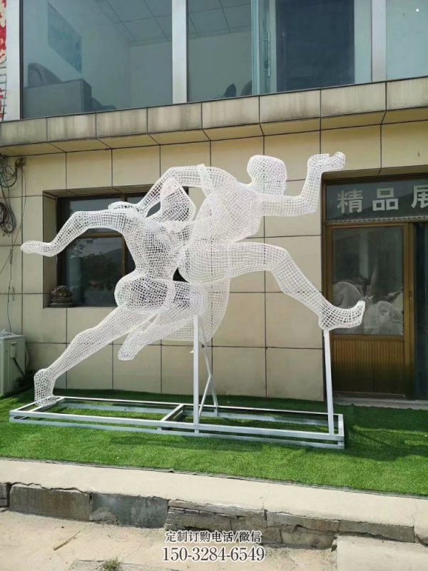 鏤空體育雕塑供求，白鋼構(gòu)件，鐵藝人物雕塑觀賞型